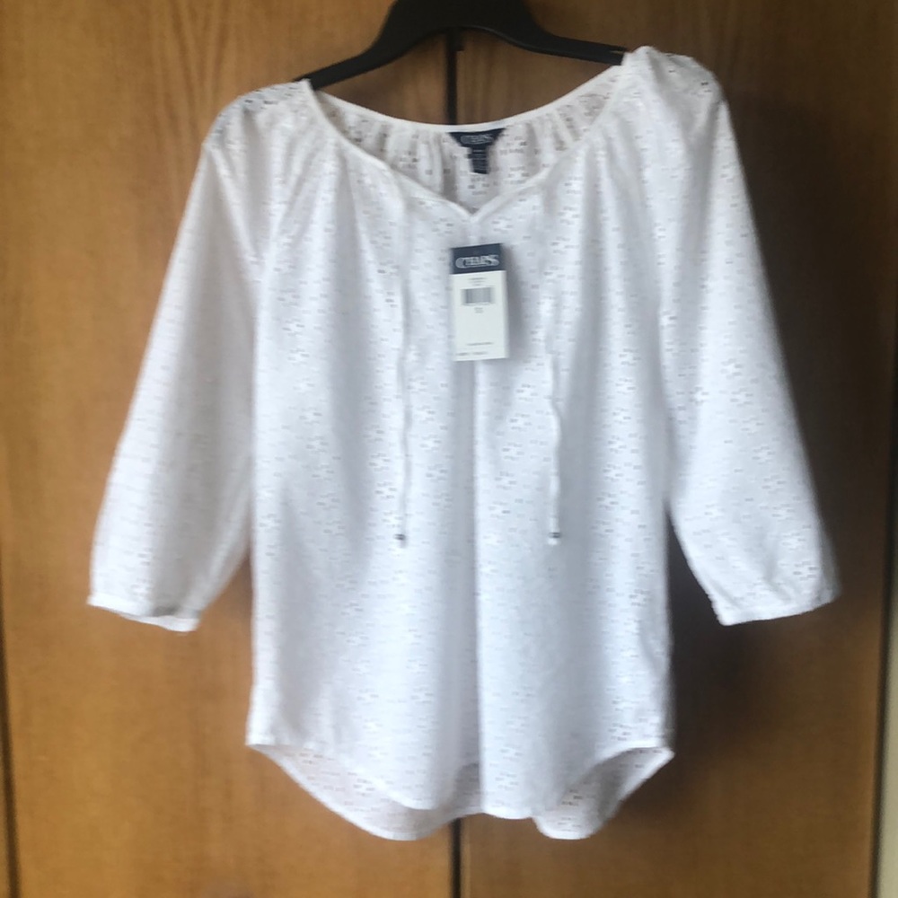 Women’s Chaps eyelet peasant top